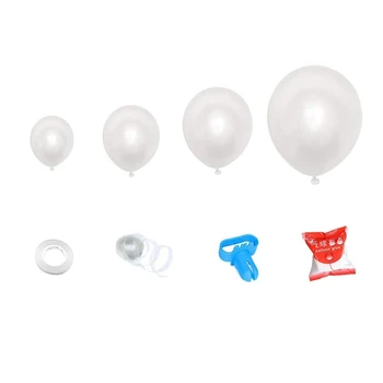 Balts Balons Vainags Arku Komplekts, 110Pcs Sajauc Izmērus, Balti Baloni Ar Rīks,Svētku Rotājumi, Baltu Balonu, Kāzas