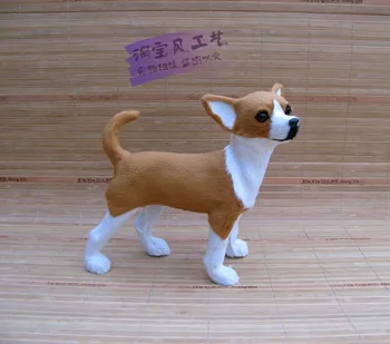 gudrs simulācijas pastāvīgā suns modelis sveķu&kažokādas chihuahua modeļu lelle dāvanu par 22x9x21cm 1821
