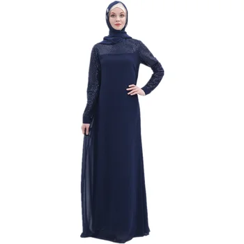 Ilgi Drēbes Sievietēm Musulmaņu Kleita Kaftan Arābu Jilbab Abaya Islāma Sequin Izšūšanas Maxi Kleita Tīrtoņa Krāsu Garām Piedurknēm Lielgabarīta Drēbes