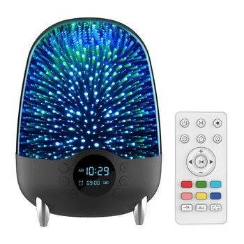 Nakts Gaisma Bluetooth Skaļruni, 3D Galaxy Galda Lampa RGB Krāsu Mainās LED,naktslampas 3000MAh Akumulators(Melns)