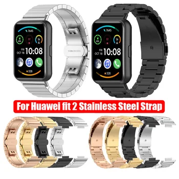 Nerūsējošā Tērauda Siksniņa, lai Huawei Skatīties uzstādīt 2 Smartwatch Aksesuāri Vīriešiem, Sievietēm Metāla Locīšanas Sprādzes Band Aproce par Huawei fit2