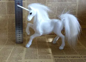 simulācijas unicorn lielu 18x29cm grūti modeli, polietilēna&kažokādas, balts vienradzis prop mājas apdare dāvanu s2263