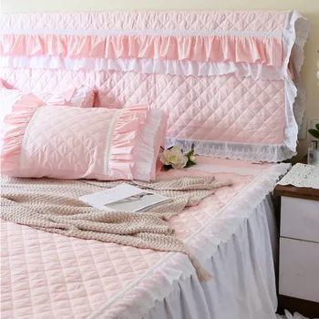 Top Romantiska Princese gultas galvgali segtu kāzu dekoratīvu Mežģīņu spilvens segums Rozā Elegants Savirmot dizaina bed head valdes dvieli